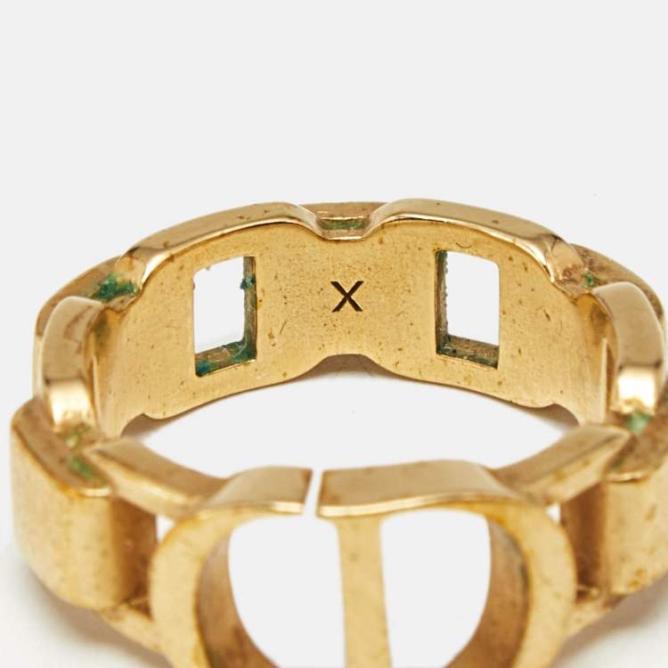Pre Owned Dior CD Gold Tone Ring Size 56