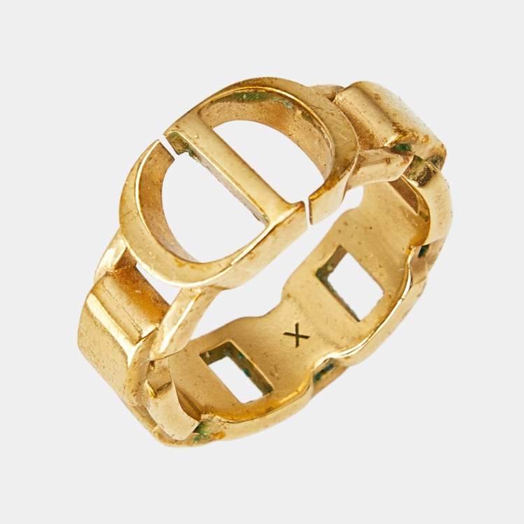 Pre Owned Dior CD Gold Tone Ring Size 56