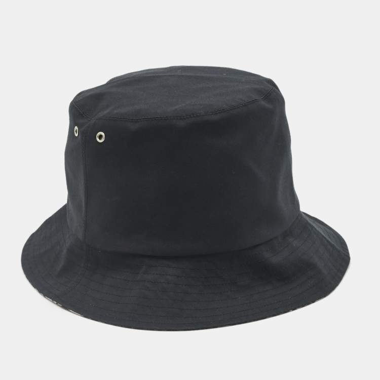 Pre Owned Christian Dior Navy Blue Cotton Blend Teddy-D Brim Bucket Hat 58 cm