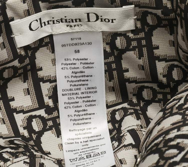 Pre Owned Christian Dior Navy Blue Cotton Blend Teddy-D Brim Bucket Hat 58 cm