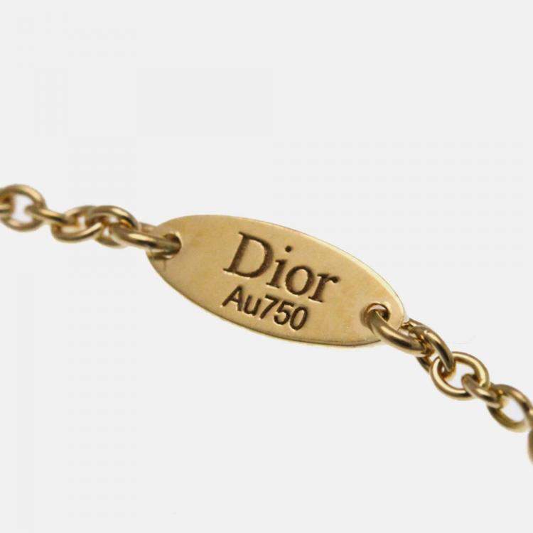 Pre Owned Christian Dior Rose Des Vents 18K Pink Gold Onyx Fashion Pendant Necklace