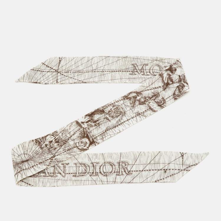 Pre Owned Dior Monochrome ABCDior M 'Monde' Silk Mitzah Scarf