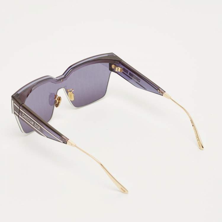 Pre Owned Dior Blue/Gold Tone Oblique Club M4U Shield Sunglasses