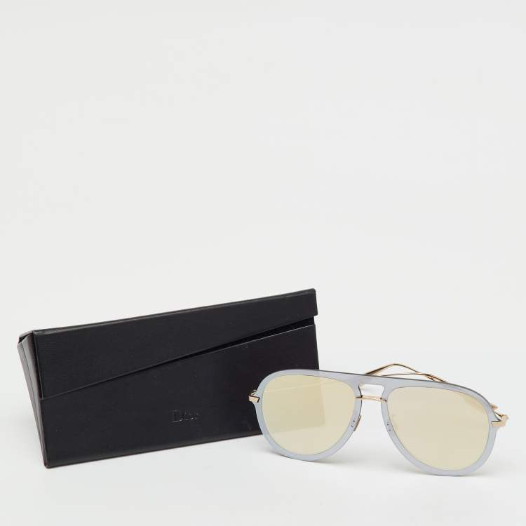 Pre Owned Dior Silver Tone/Pink Mirrored DiorUltime 1 Aviator Sunglasses