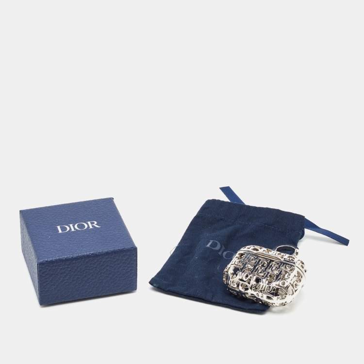 Pre Owned Dior Silver Oblique Metal Airpods Pro Case