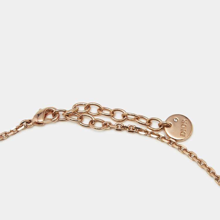 Pre Owned Dior Petit CD Bead Rose Gold Tone Neckace
