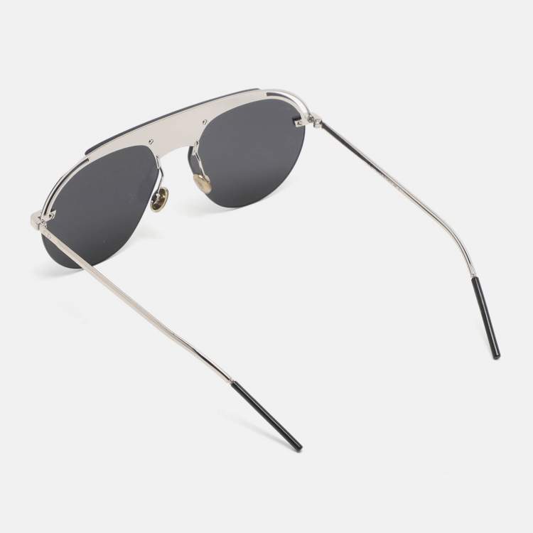 Pre Owned Dior Black Silver Tone Metal CSA2K Dio(r)evolution Round Sunglasses