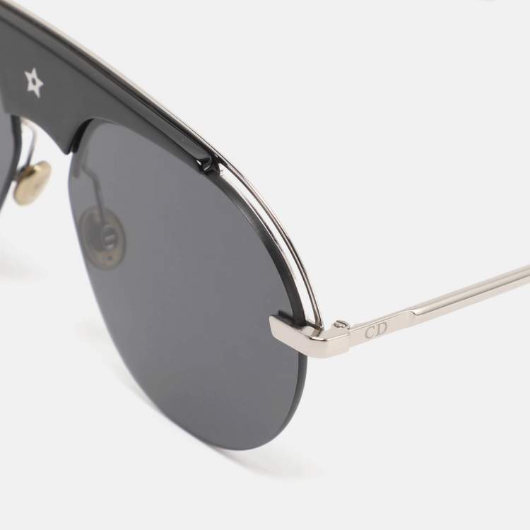 Pre Owned Dior Black Silver Tone Metal CSA2K Dio(r)evolution Round Sunglasses