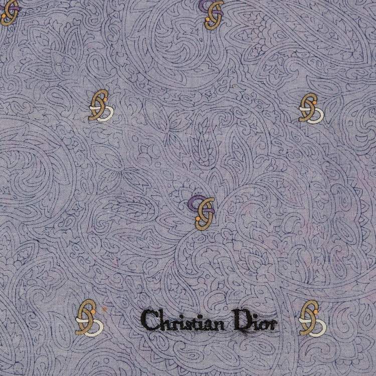 مملوكة مسبقًا Dior Vintage Lilac Paisley Print Cotton Blend Bandana/Handkerchief 