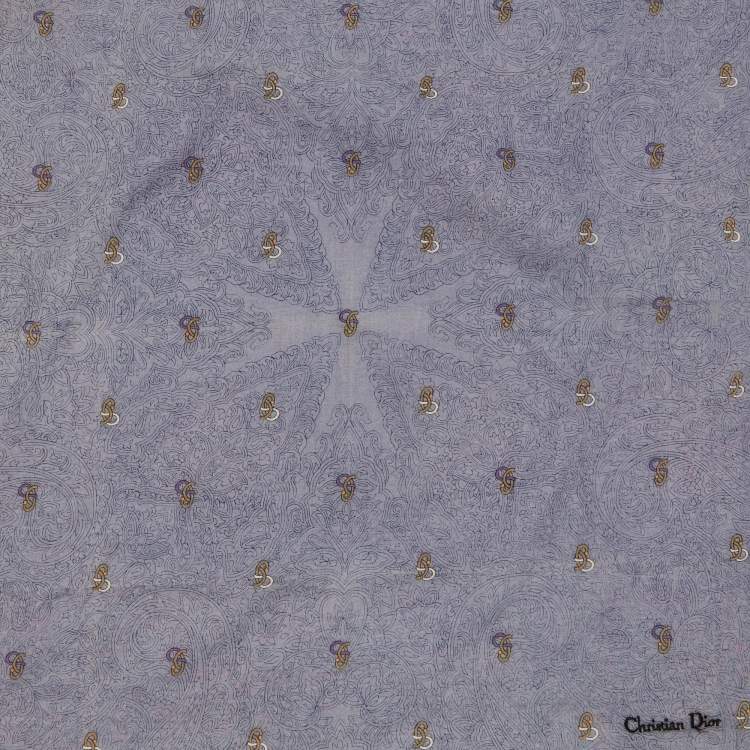 مملوكة مسبقًا Dior Vintage Lilac Paisley Print Cotton Blend Bandana/Handkerchief 