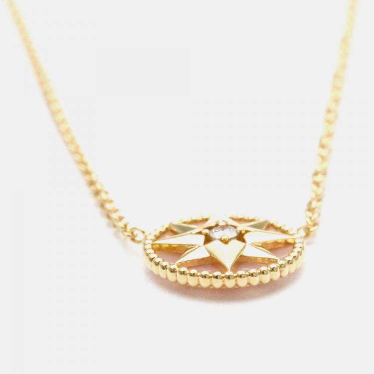 Pre Owned Christian Dior Rose des Vents Opal 18K Pink Gold Pendant Necklace 