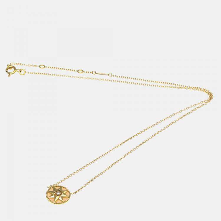 Pre Owned Christian Dior Rose des Vents Opal 18K Pink Gold Pendant Necklace 