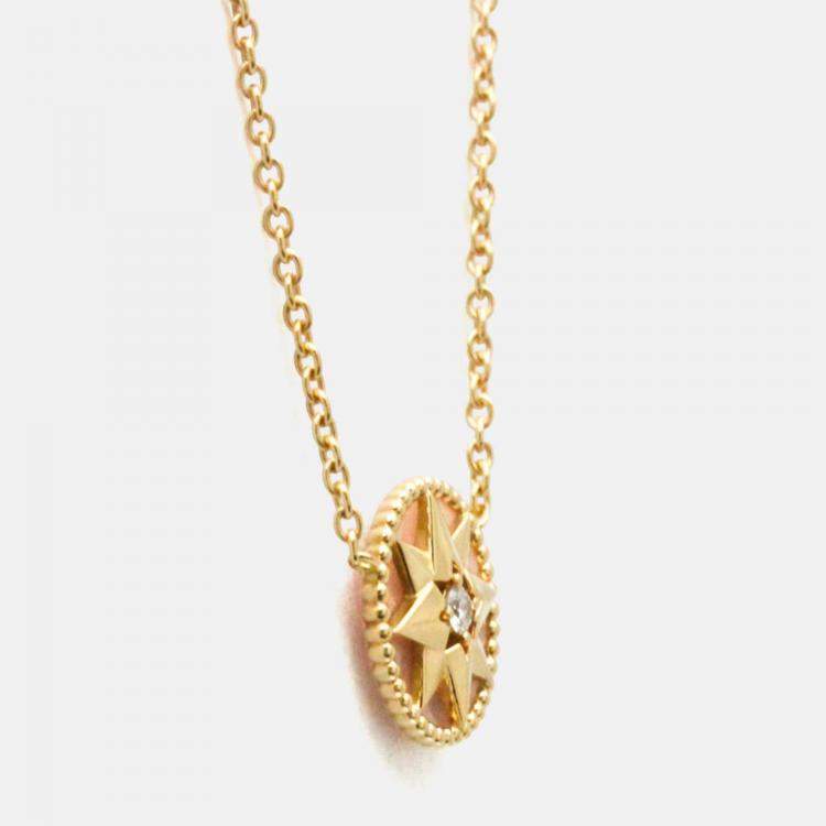 Pre Owned Christian Dior Rose des Vents Opal 18K Pink Gold Pendant Necklace 