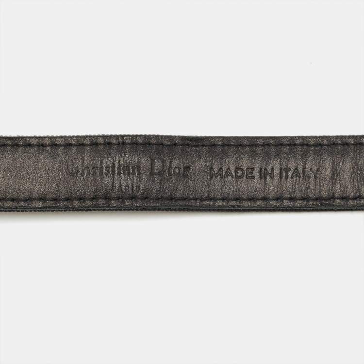 Pre Owned Dior Black Fabric Slim Buckle Belt