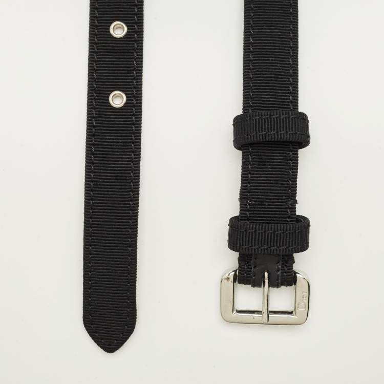 Pre Owned Dior Black Fabric Slim Buckle Belt