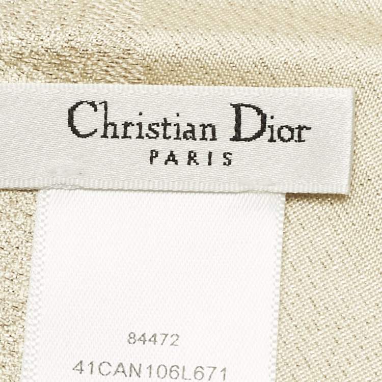 Pre Owned Christian Dior Beige Lurex Logo Jacquard Mitzah