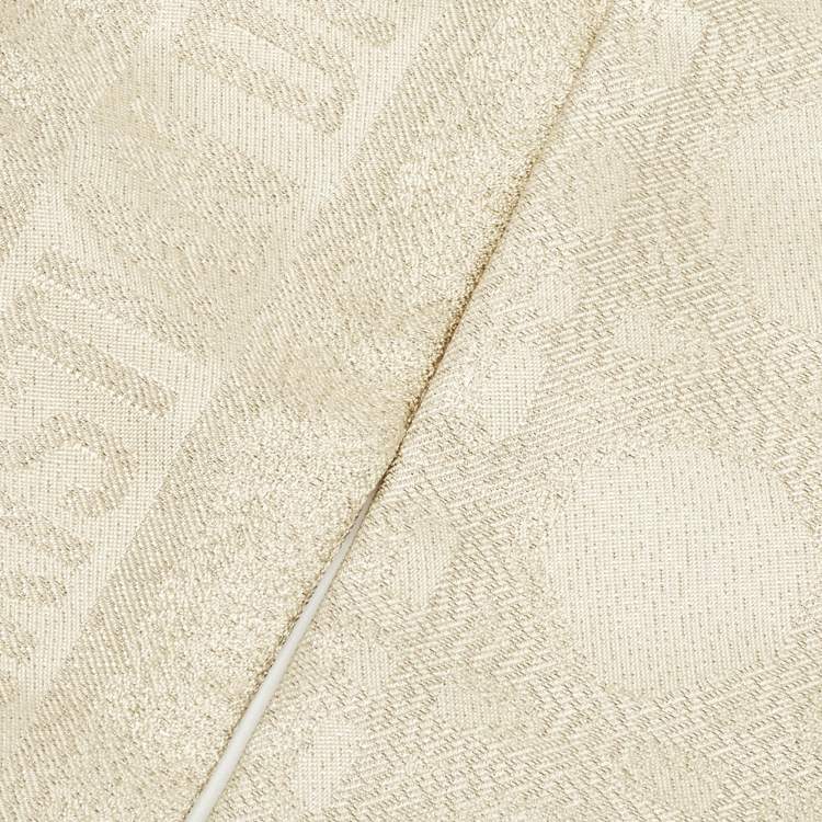 Pre Owned Christian Dior Beige Lurex Logo Jacquard Mitzah