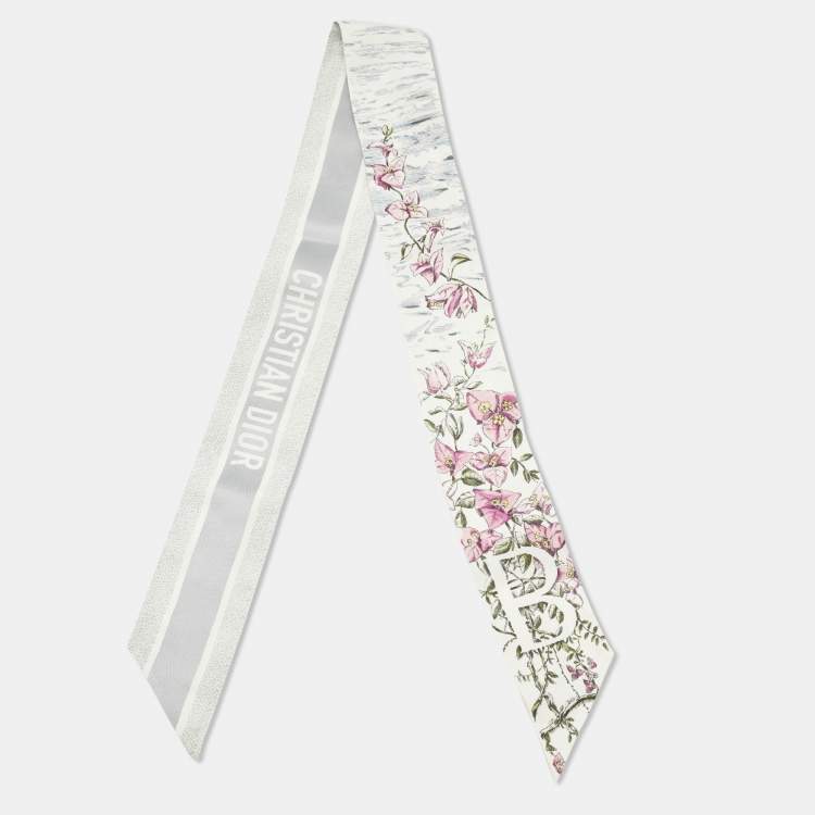 Pre Owned Christian Dior Grey Floral Print Silk Mitzah 