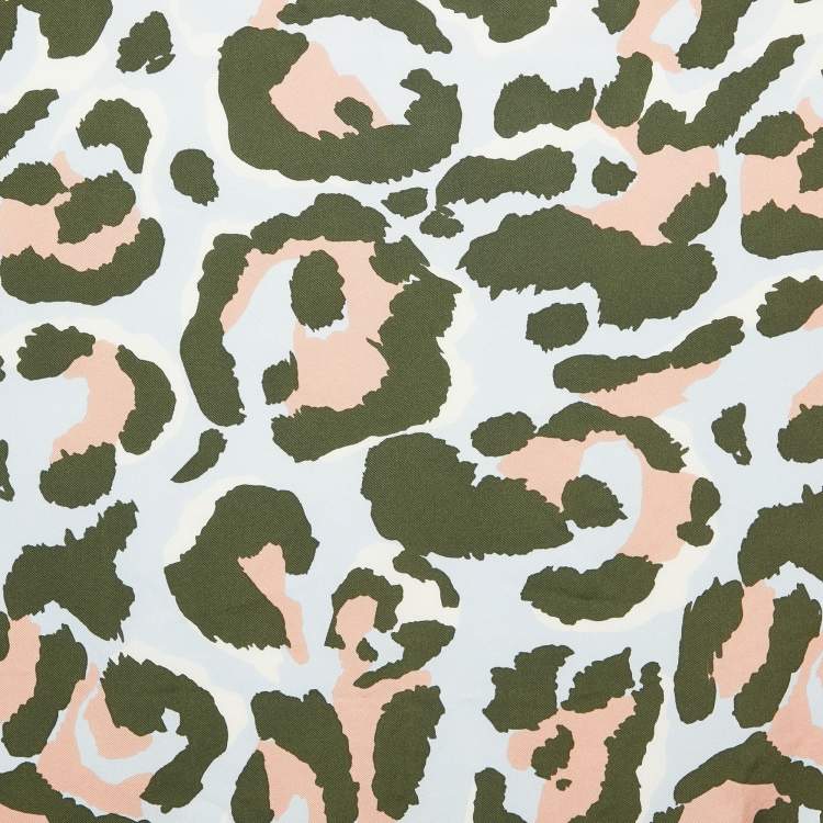 Pre Owned Christian Dior Pink/Green Printed Silk Scarf 