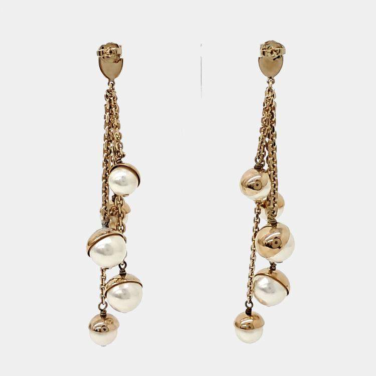 Pre Owned Dior Gold Plated Pearl earrings