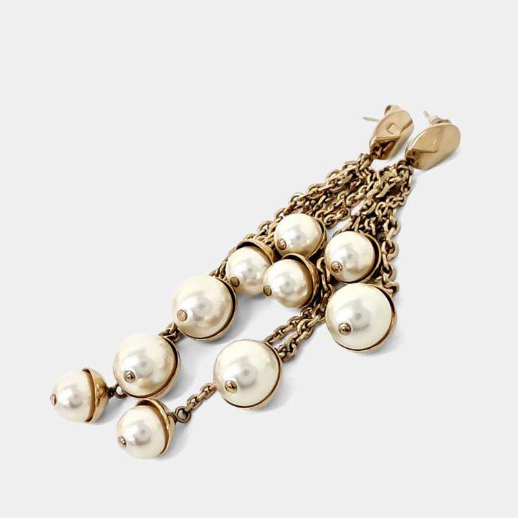 Pre Owned Dior Gold Plated Pearl earrings