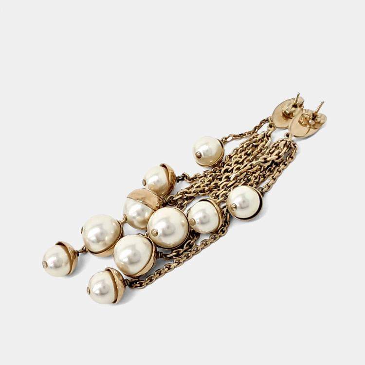 Pre Owned Dior Gold Plated Pearl earrings