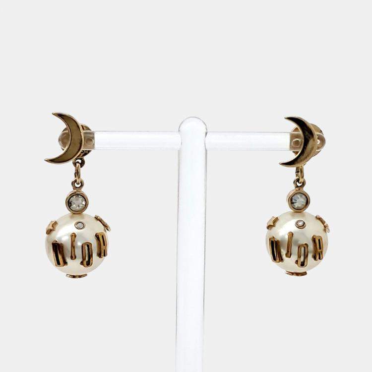 Pre Owned Dior Gold Tone Pearl Earrings