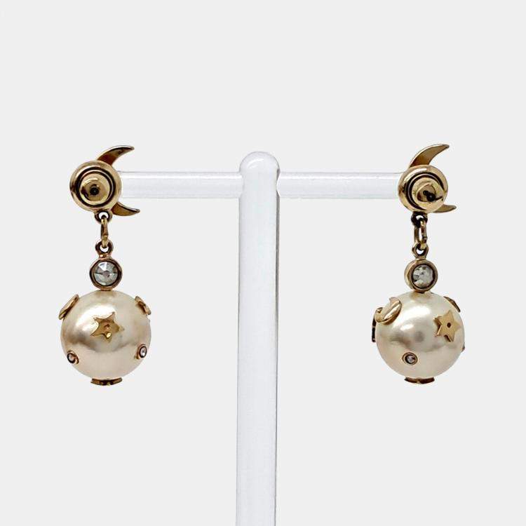 Pre Owned Dior Gold Tone Pearl Earrings