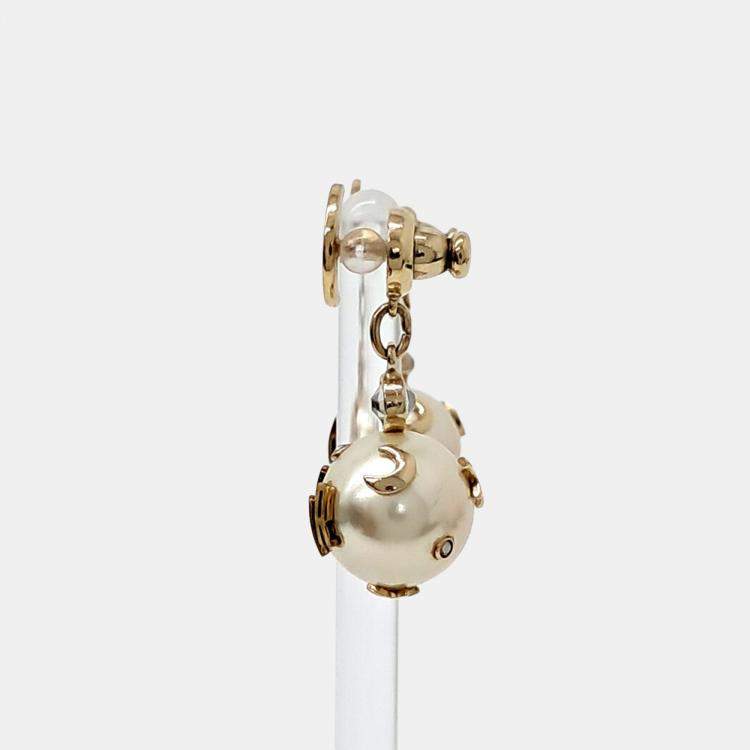 Pre Owned Dior Gold Tone Pearl Earrings