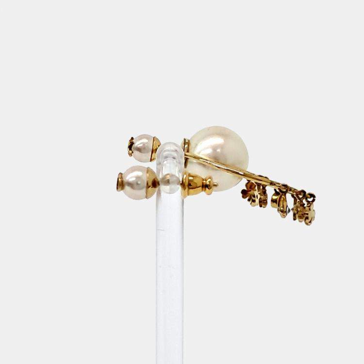 Pre Owned Dior Gold Tone Pearl Earrings