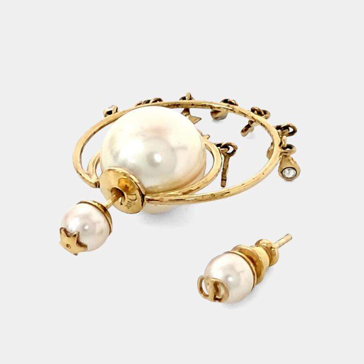 Pre Owned Dior Gold Tone Pearl Earrings