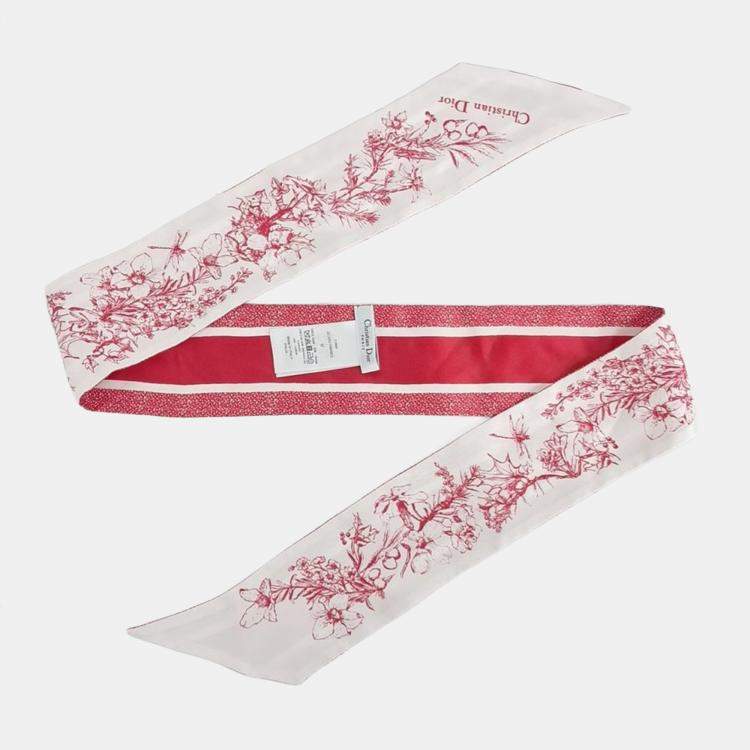 Pre Owned Dior Red White Silk Mitzah Bandeau