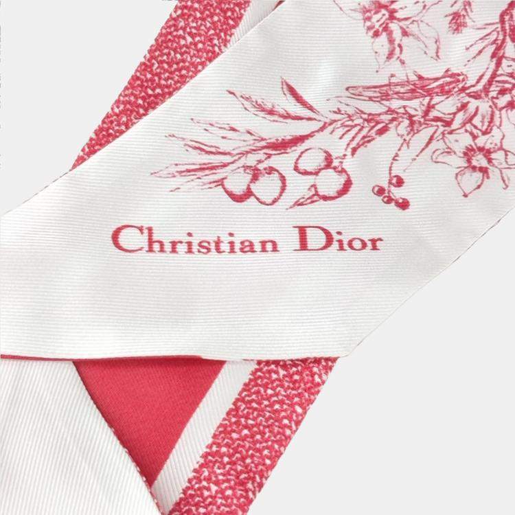 Pre Owned Dior Red White Silk Mitzah Bandeau