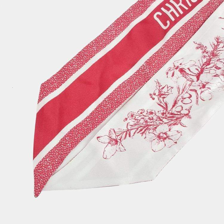 Pre Owned Dior Red White Silk Mitzah Bandeau