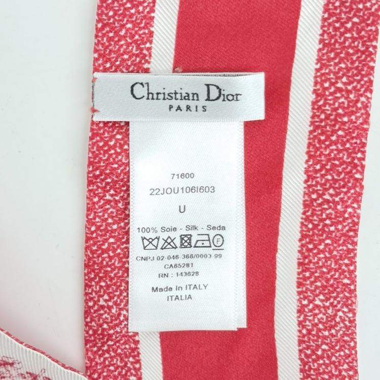 Pre Owned Dior Red White Silk Mitzah Bandeau