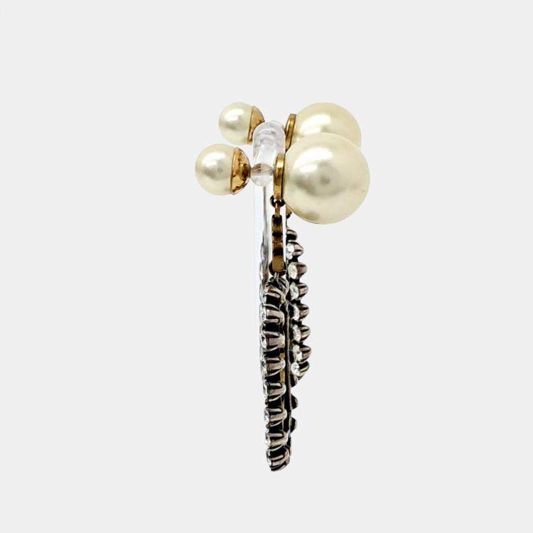 Pre Owned Dior Gold Tone Pearl Tribal Earrings