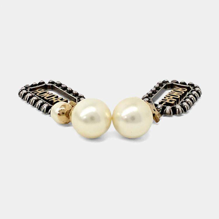 Pre Owned Dior Gold Tone Pearl Tribal Earrings