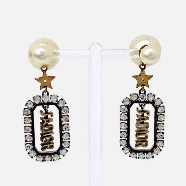 Pre Owned Dior Gold Tone Pearl Tribal Earrings