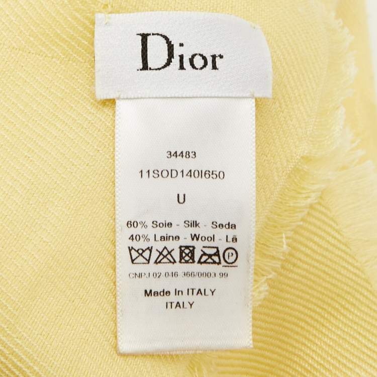 Pre Owned Dior Yellow So Dior Silk & Wool Shawl