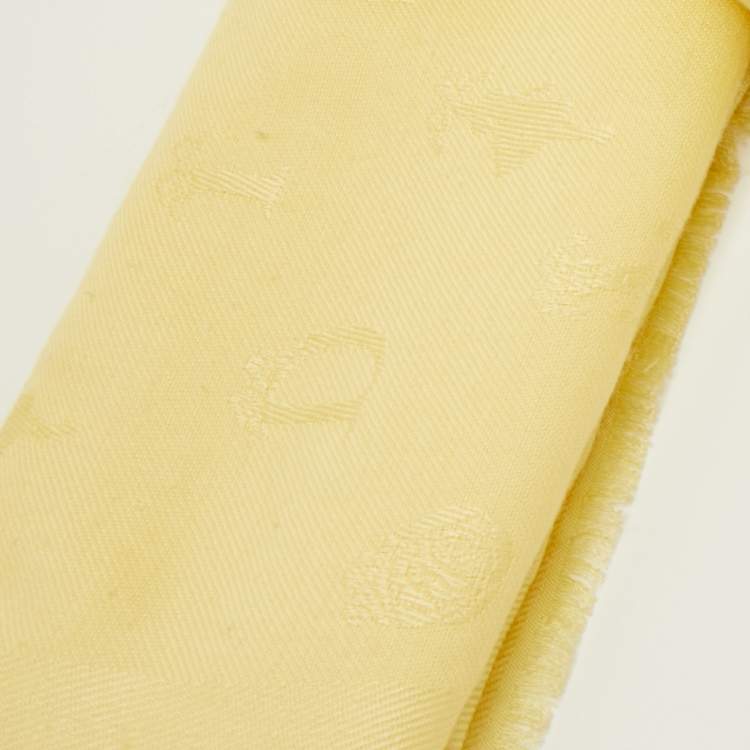 Pre Owned Dior Yellow So Dior Silk & Wool Shawl