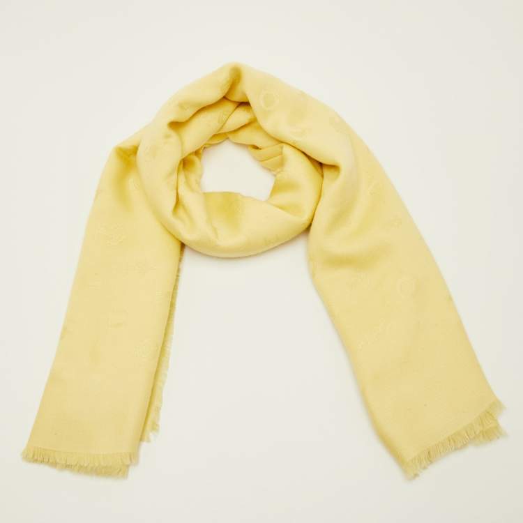 Pre Owned Dior Yellow So Dior Silk & Wool Shawl