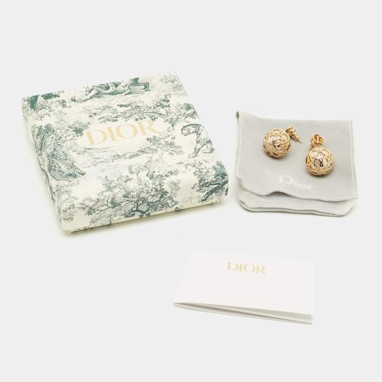 Pre Owned Dior Secret Cannage Faux Pearl Gold Tone Drop Earrings
