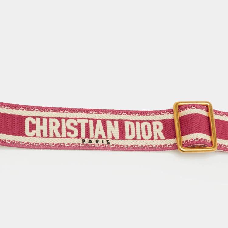 مملوكة مسبقًا حمالة حقيبة كتف ديور كحلي/أسود قماش مطرز وجلد