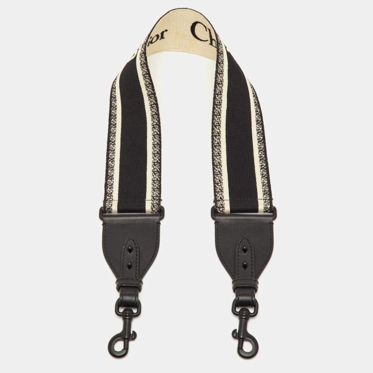 Pre Owned Dior Black/White Logo Canvas and Leather Bag Shoulder Strap