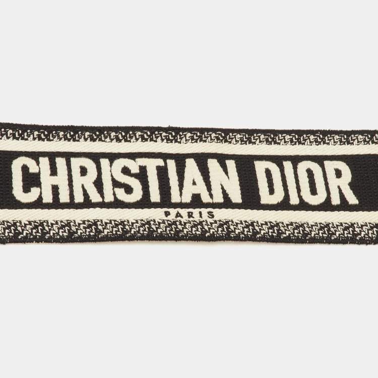 Pre Owned Dior Black/White Logo Canvas and Leather Bag Shoulder Strap