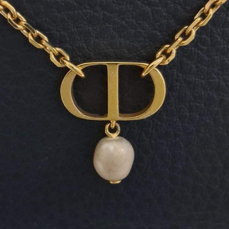 Pre Owned Dior Gold Pearl Necklace
