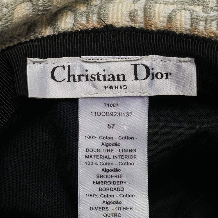 Pre Owned Christian Dior Blue Oblique Jacquard Bucket Hat 57cm