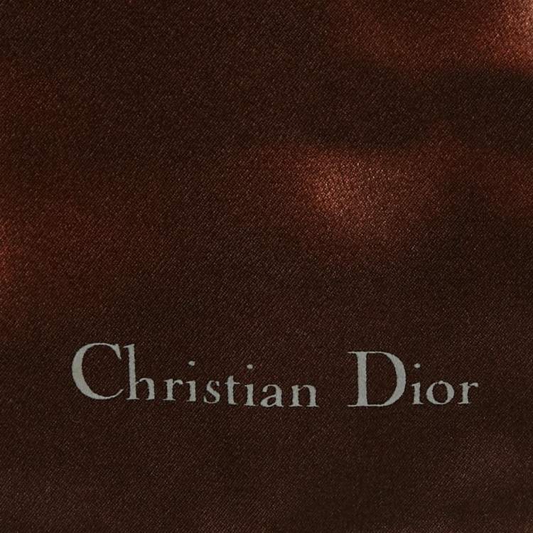 Pre Owned Dior Brown/Blue Printed Satin Square Scarf 