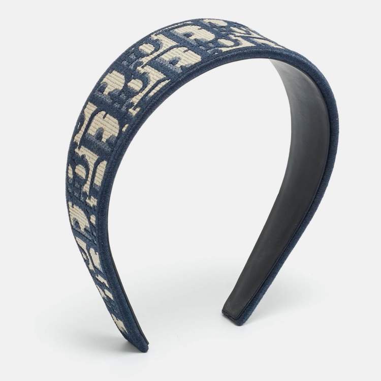 Pre Owned Dior Navy Blue Oblique Canvas Headband