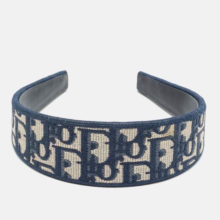 Pre Owned Dior Navy Blue Oblique Canvas Headband